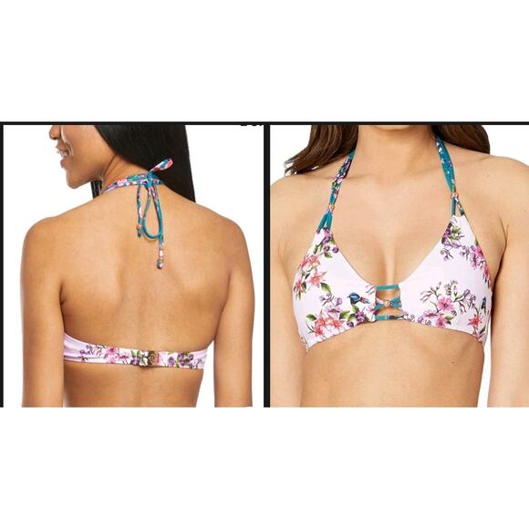 NANETTE LEPORE Victorian Floral Enchantress Halter Bikini Top Size 4 - Picture 1 of 7